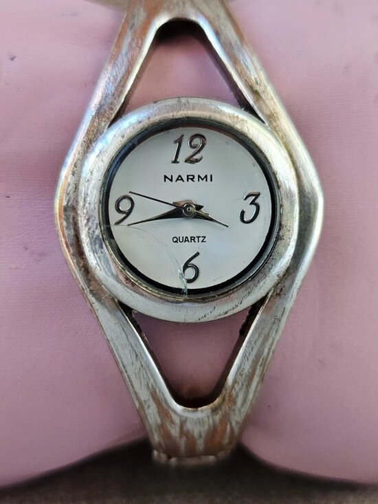 Narmi Accessories - Vintage Narmi Ladies Wristwatch Silver Tone Cuff Band Analog Quartz Wrist Watch